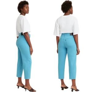 NEW Levi's Made Crafted Barrel Crop Women’s Jeans Blue Mist Sz 32 Organic Cotton